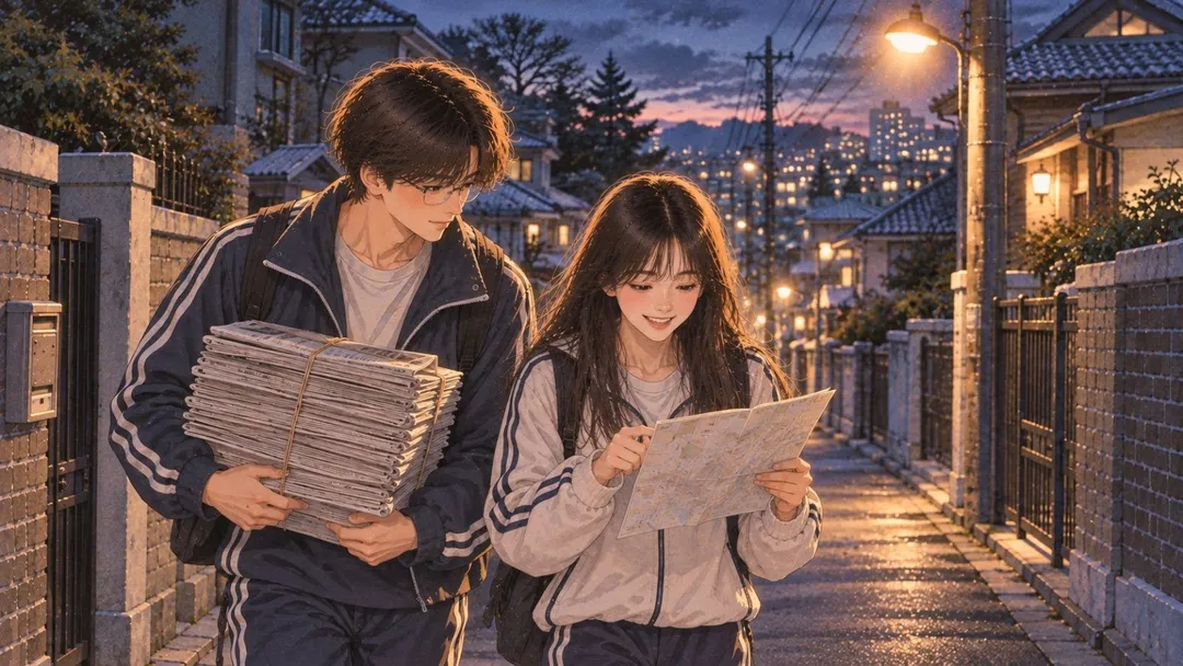 새벽 신문 배달의 삽화